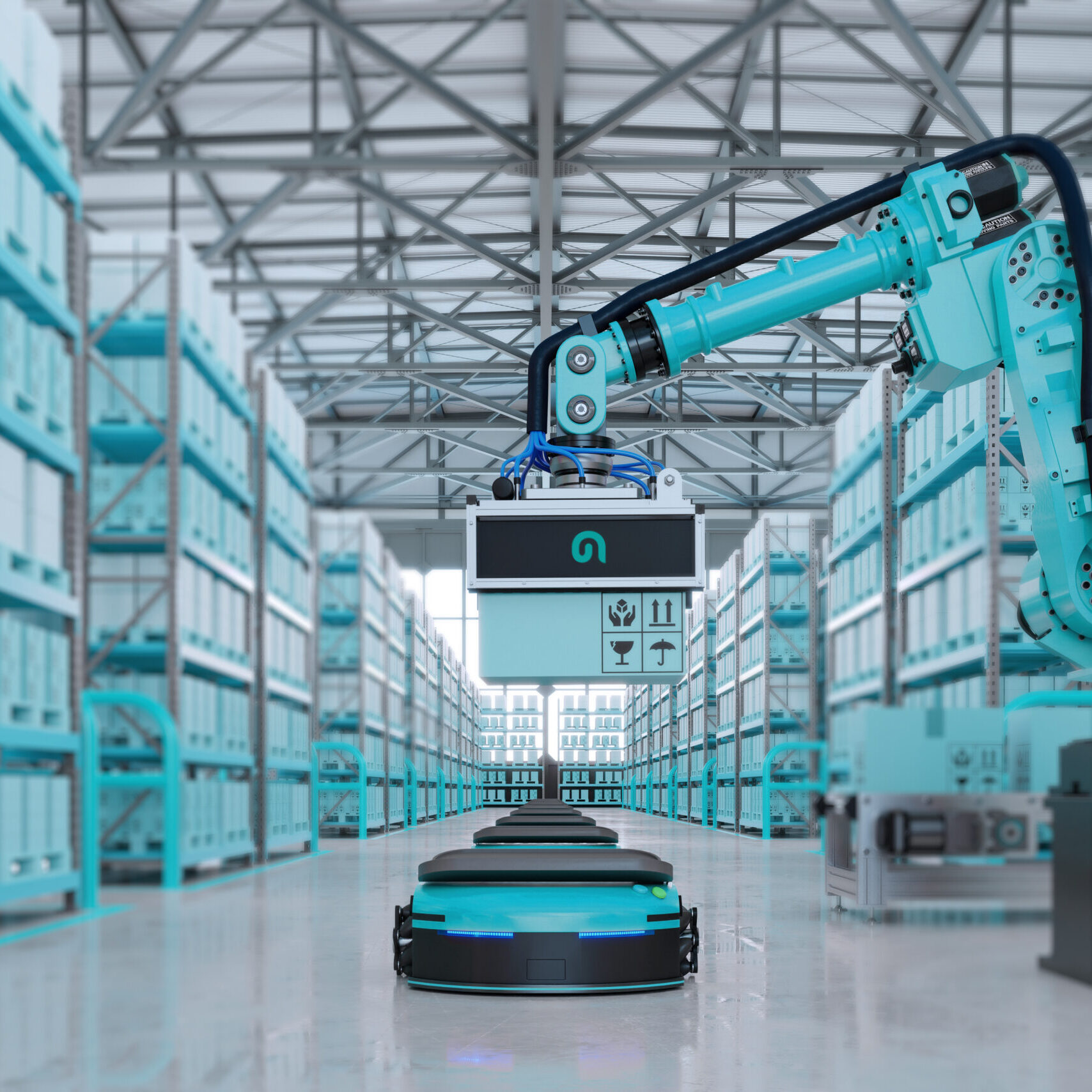 Robotic arm for packing with producing and maintaining logistics systems.3D rendering